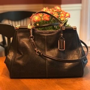 Coach Caroline Satchel in Textured Black Leather